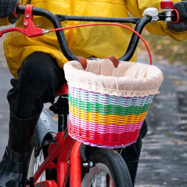 Cesta de Bicicleta para Niños con Forro de Tela, Cesta Delantera de Almacenamiento de Colores para Manillar Cheap