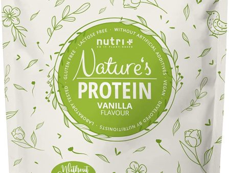 nutri+ Proteína Vegana en Polvo Vainilla Natural sin Edulcorantes 500g - 83,1% Proteínas, Bebida Deportiva sin Lactosa, Sin Gluten, Vegana Embalaje Deteriorado Supply