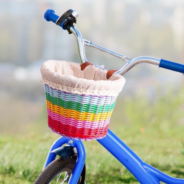 Cesta de Bicicleta para Niños con Forro de Tela, Cesta Delantera de Almacenamiento de Colores para Manillar Cheap