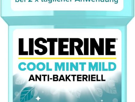 LISTERINE Cool Mint Mild (500 ml), enjuague bucal antibacteriano con aceites esenciales y sin alcohol, enjuague bucal suave que combate eficazmente las bacterias, complemento perfecto para el cuidado dental diario Embalaje Deteriorado Hot on Sale