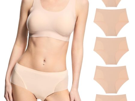 Talla: S - Donppa Bragas Mujer sin Costuras Invisible con Malla Transpirable y Corte Clásico - Beige Fashion