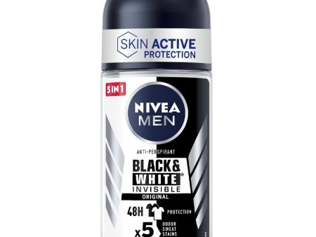 Nivea Men Black & White Invisible Roll-On - Desodorante Antitranspirante para Hombre (1 x 50 ml, Protección 48 h, Antihalos) Embalaje Deteriorado For Discount