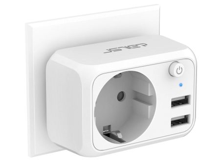 Ladrón de Enchufe USB 4000W, JSVER Cargador USB de 2 Puertos con 1 Toma de CA, Enchufe Múltiple de Pared con Interruptor para Móvil, Tableta, Ideal para Hogar, Cocina y Oficina - Blanco Embalaje Deteriorado Fashion