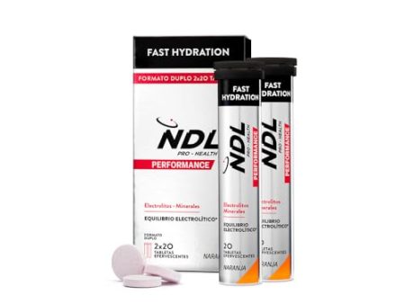 NDL Pro-Health Fast Hydration - Tabletas de Hidratación Rápida con Electrolitos y Sales Minerales para Deporte, Sabor Naranja, Pack de 2, 40 Tabletas Embalaje Deteriorado Online Sale