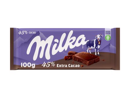 Milka Extra Cacao - Tableta de Chocolate con Leche de los Alpes 45% Cacao, 100g Embalaje Deteriorado Hot on Sale