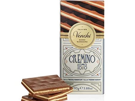 Venchi Tableta Cremino 1878, 110 g - Chocolate con Leche y Avellanas Gianduja y Chocolate Blanco con Pasta de Almendras - Sin Gluten Embalaje Deteriorado Hot on Sale